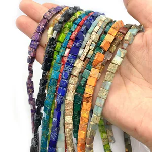 Colorful square natural stone beads 3x6mm for DIY jewelry making and necklaces