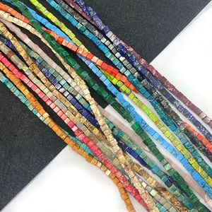 Pierre Naturelle Impériale Turquoise Perles en Vrac 3mm Forme Cubique Poli Trou Droit Fil DIY Fabrication de Bijoux Accessoires