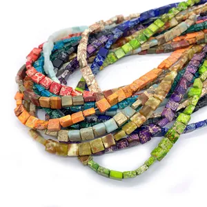 Colorful square emperor stone beads 3x6mm stack for DIY jewelry making accessories