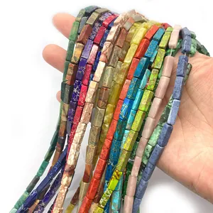 Cuentas rectangulares de piedra emperador naturales para joyas DIY en colores mixtos