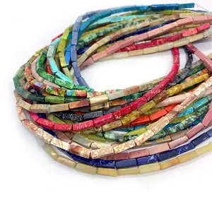 Cuentas rectangulares de piedra natural para joyería DIY y collares de suéter