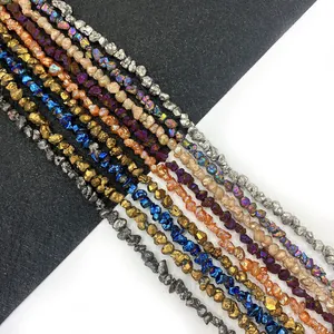 4mm Irregular Natural Stone Chips Electroplated Loose Beads For DIY Jewelry Making Gold Silver Metallic Finish Accessories