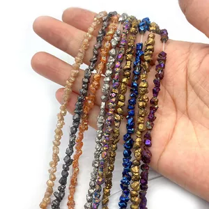 Multi-color irregular 4mm electroplated natural stone beads for DIY jewelry making