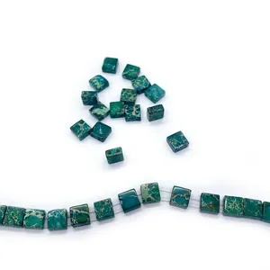 Cuentas cuadradas planas de piedra emperador con dos agujeros para hacer joyería
