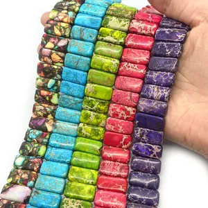 Perline rettangolari piatte in pietra imperiale multicolore per gioielli fai-da-te