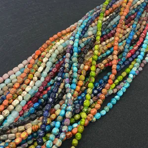 Macro view of colorful irregular imperial stone beads for DIY jewelry making