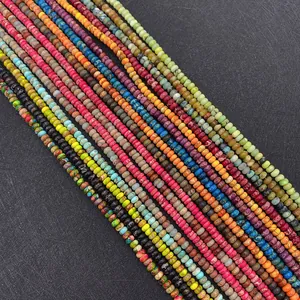 Detailed view of colorful 3x4mm Imperial Jasper abacus beads for DIY jewelry making