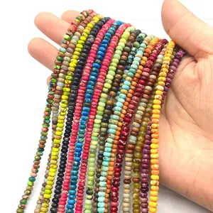Colorful natural stone spacer beads in 3x4mm rondelle shape for DIY jewelry making