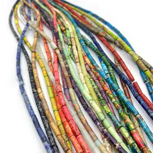Colorful 4x13mm cylindrical imperial stone loose beads for DIY jewelry making