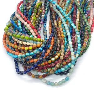 Vibrant multi-colored natural imperial stone cylinder beads for DIY jewelry making