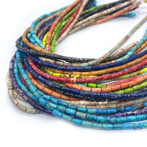 Colorful cylindrical imperial stone beads for DIY jewelry necklace making projects