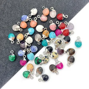 Natuursteen Ovaal Gefacetteerde Hangers Met Zilveren Oog Malachiet Tijgeroog Rozenkwarts Charms Voor DIY Sieraden Maken Vrouwen
