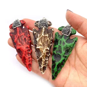 Pendentifs en pierre naturelle pointe de flèche avec strass pour bijoux DIY