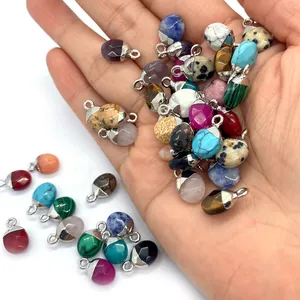 Natuurlijke malachiet en amethist edelsteen hangers met zilveren oogjes voor DIY sieraden