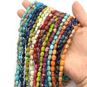Perle ovali in pietra imperiale in vari colori per la creazione di gioielli fai-da-te