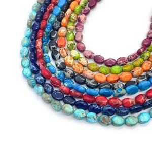 Perle ovali in turchese imperiale 6x8mm in colori vivaci assortiti per gioielli fai da te