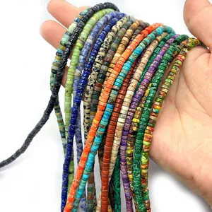 Cuentas de piedra emperador en forma de disco plano para collares DIY y joyería artesanal