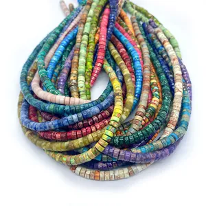 Cuentas de disco planas de piedra natural de colores para collares y joyería DIY