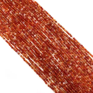 Faceted red agate round beads for DIY jewelry making in translucent orange-red tones