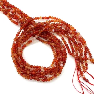 Faceted natural red agate beads 2mm-4mm for DIY jewelry making and round gemstone strands