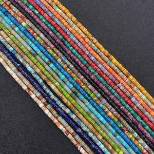 Natural Stone Polished Cylinder Beads Imperial Jasper Turquoise Spacer Beads For DIY Jewelry Making Bracelet Necklace Accessories