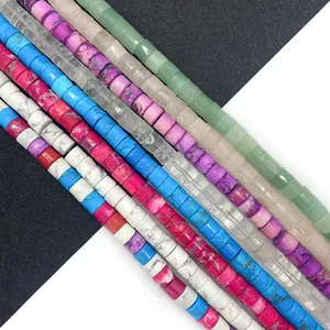 Natural Stone Heishi Beads Column White Turquoise Aventurine Loose Beads For DIY Jewelry Making Bracelet Necklace Crafts