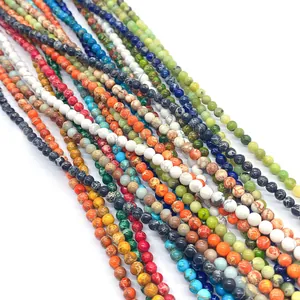 Natural emperor stone and turquoise loose beads in vibrant multi-colors for DIY jewelry