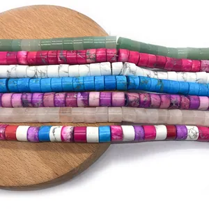 6x9mm cylinder natural stone beads in assorted colors for DIY jewelry making