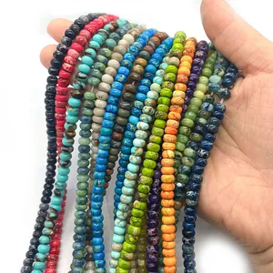 Colorful emperor stone disc beads for DIY jewelry making with diverse natural stone textures