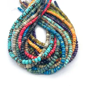 Perles en pierre impériale naturelle multicolore pour création de bijoux et colliers