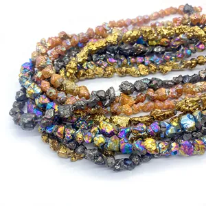 Natürliche unregelmäßige Steine mit Gold- und Regenbogen-Finish für DIY-Schmuckzubehör