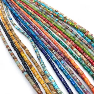 Colorful 4x4mm cylindrical imperial stone tube beads for DIY necklace making