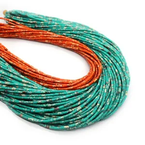 Imperial Jasper cylinder beads in blue and orange for DIY jewelry making