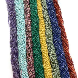 Faceted 2-3mm natural gemstone beads in multiple colors for DIY jewelry making