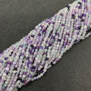 Macro detail of faceted natural amethyst beads for DIY jewelry with sparkling purple tones