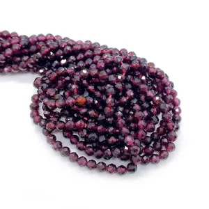 Perles de grenat facettées de 2 à 4 mm en vrac pour la création de bijoux DIY et artisanat