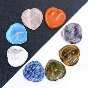 Pierres Naturelles en Forme de Cœur Puffy Palm Stones Cristaux Polis pour Méditation Guérison Reiki Décoration Bijoux DIY