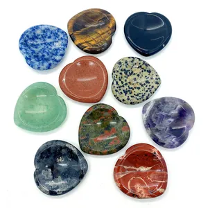 Pierres de cœur en œil de tigre et jaspe polies pour la création de bijoux DIY