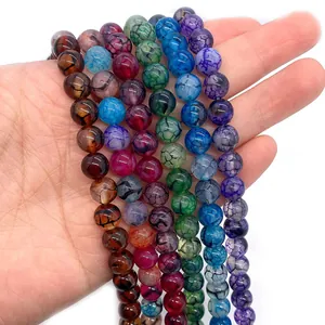 Gekleurde ronde drakenader agaat losse kralen voor DIY sieraden maken en handwerk