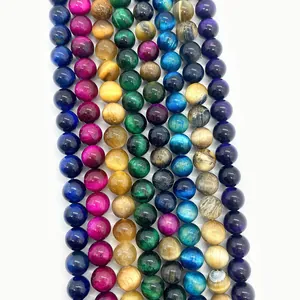 Gepolijste kleurrijke tijgeroog steen kralen in blauw en groen voor DIY sieraden maken