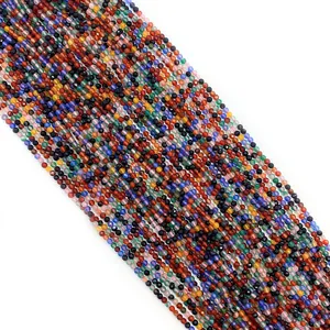 Gefacetteerde kralen van natuursteen 2mm 4mm voor DIY sieraden in regenboogkleuren