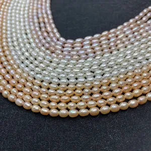 Natural freshwater rice pearls in white pink and purple colors for jewelry DIY