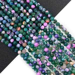 Natuurlijke Drakenader Agaat Losse Kralen Tweekleurige Gladde Ronde Edelsteen Kralen Voor DIY Sieraden Maken Armband Ketting