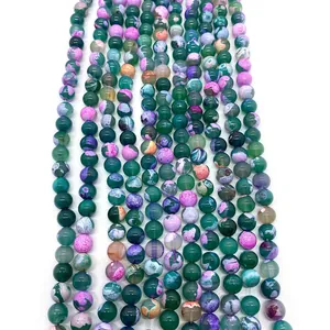 Gepolijste ronde drakenader agaat kralen in gemengde kleuren voor DIY-sieraden maken
