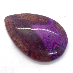 Polished pear-shaped dragon vein agate pendant with purple and brown hues for jewelry DIY