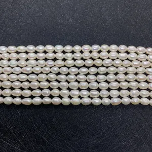 Rangs de perles de riz d'eau douce naturelles blanches pour la fabrication de bijoux DIY