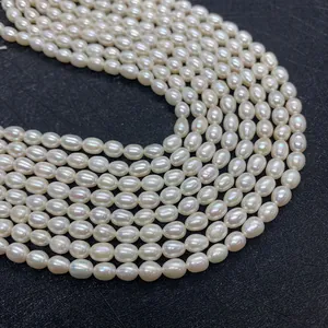 Perles d'eau douce naturelles blanches AA de forme ovale pour bijoux artisanaux
