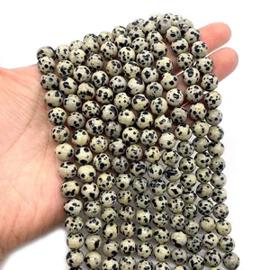 Stränge aus polierten Dalmatiner-Jaspis-Rundperlen für DIY-Schmuck und Ketten