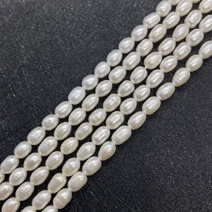 Macro detail of natural freshwater rice pearls with soft luster for DIY jewelry making