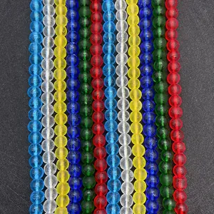 Close-up of colorful round matte gemstone beads for DIY necklace and bracelet jewelry